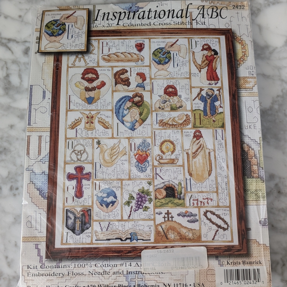 Counted Cross Stitch Kit Religious Christian Symbols Inspirational ABC #2432
